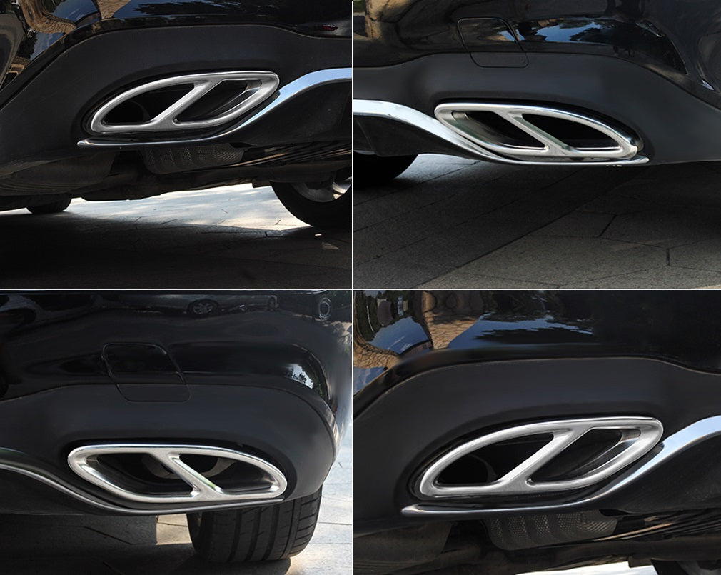 Auspuffblenden für Mercedes A B C E GLC GLE GLS Auspuff Rahmen Abdeckung AMG V8 Chrom